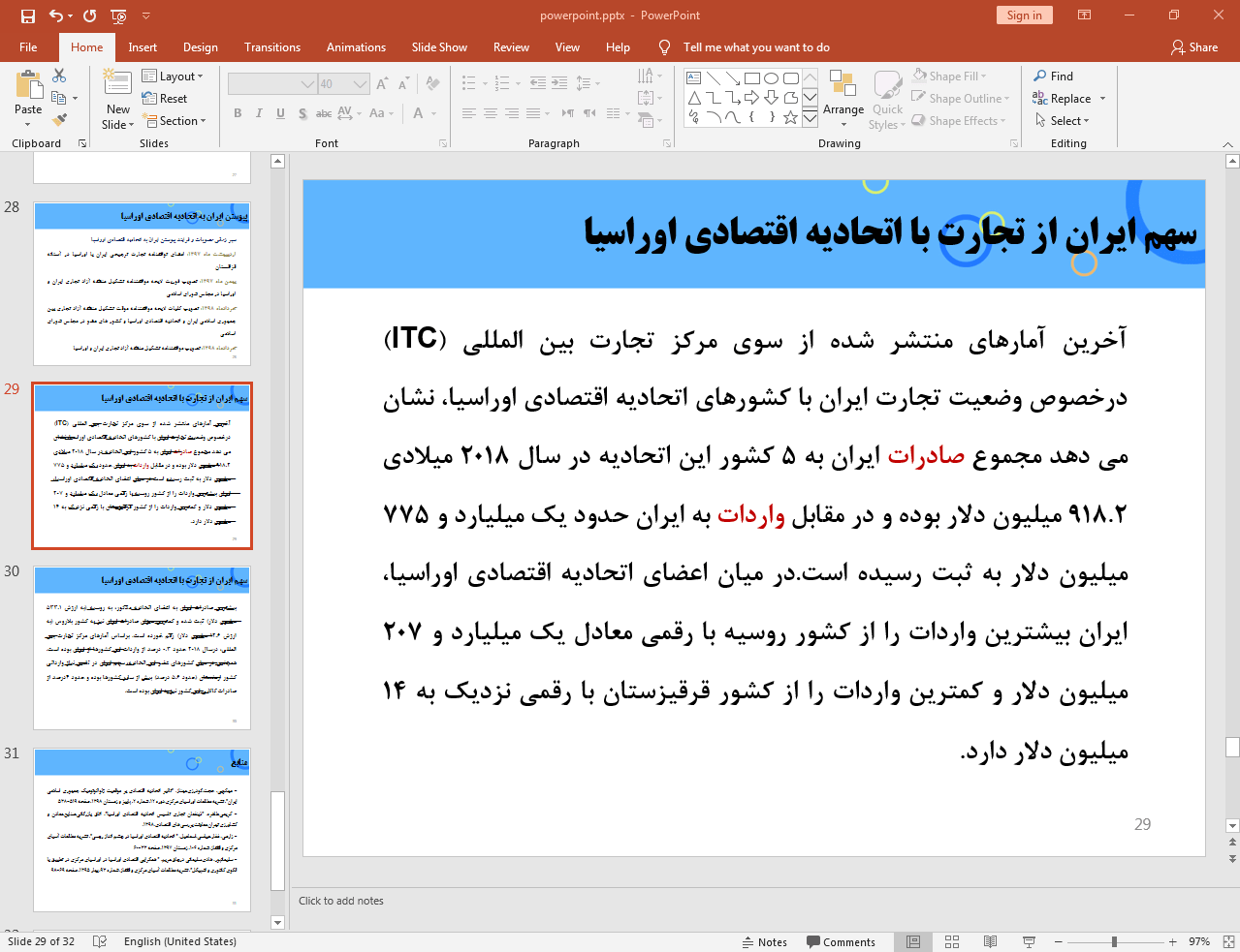 سهم ایران از تجارت با اتحادیه اقتصادی اوراسیا