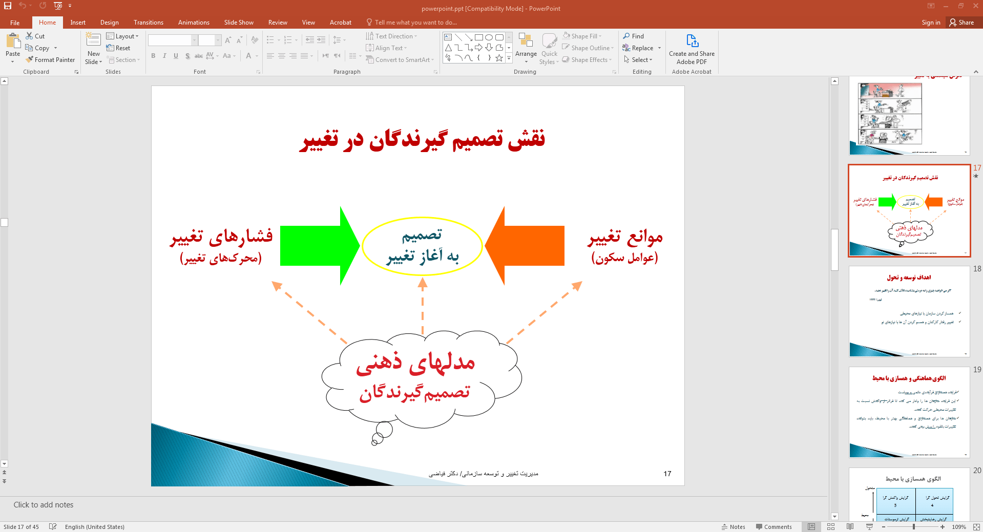 نقش تصمیم گیرندگان در تغییر